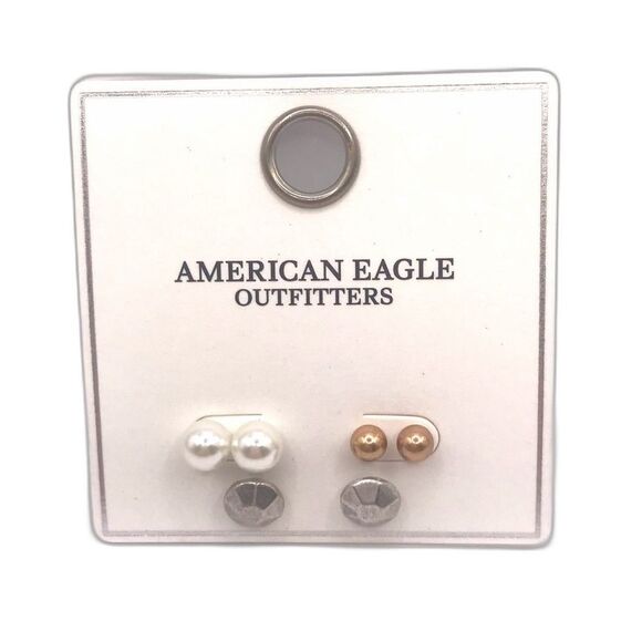 American Eagle Outfitters Minimalist Silver Stud Earrings Set - Picture 1 of 5